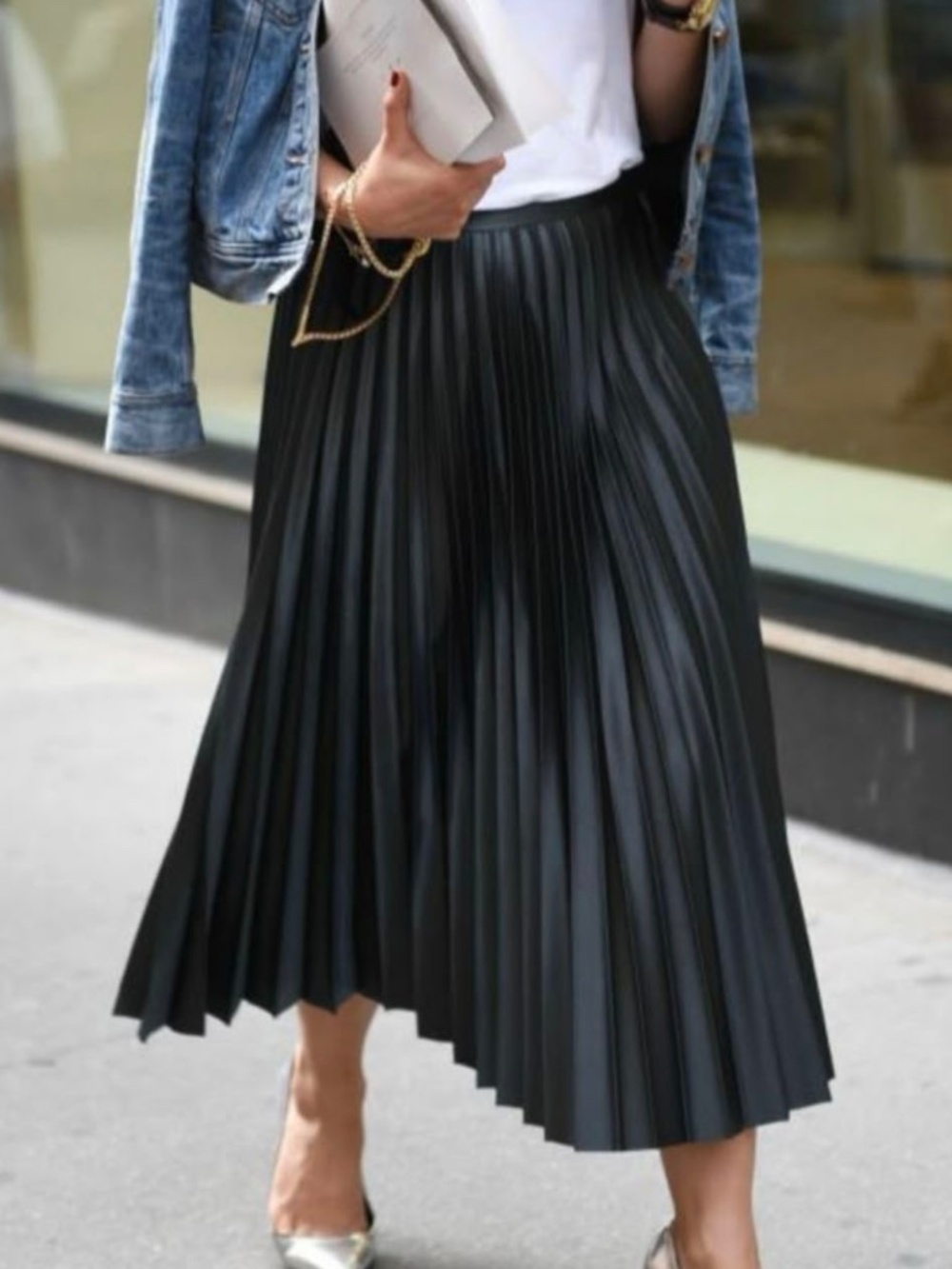 Zara Anthracite (Dark Grey/Charcoal) Accordion Pleat A-Line Midi Skirt. Size S.